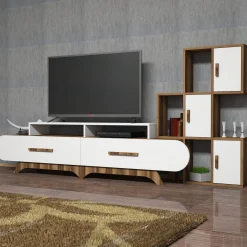 Tv-Meubel Flora Melamine Walnoot Wit