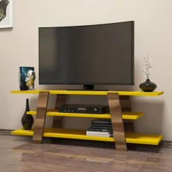 Tv-meubel Flower Geel/Walnoot