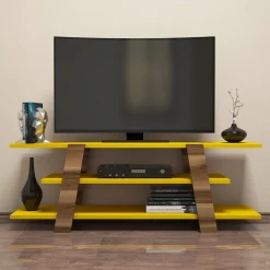 Tv-meubel Flower Geel/Walnoot