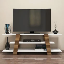 Tv-meubel Flower Wit/Walnoot