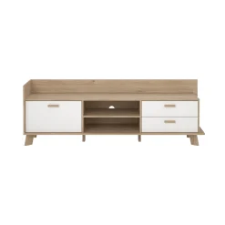 Tv-meubel Ikast met 2 deuren + 1 lade Hickory/Wit - Giga Living