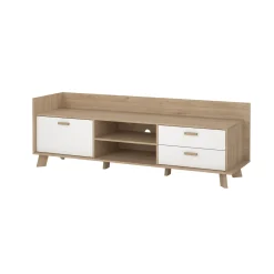 Tv-meubel Ikast met 2 deuren + 1 lade Hickory/Wit - Giga Living