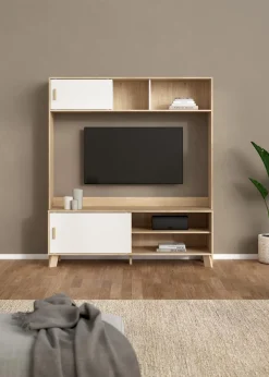Tv-meubel Ikast Wit Jackson Hickory 2-schuifdeuren - Giga Living