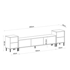 Tv-meubel Imaj Large Wit/Zwart Marmerlook