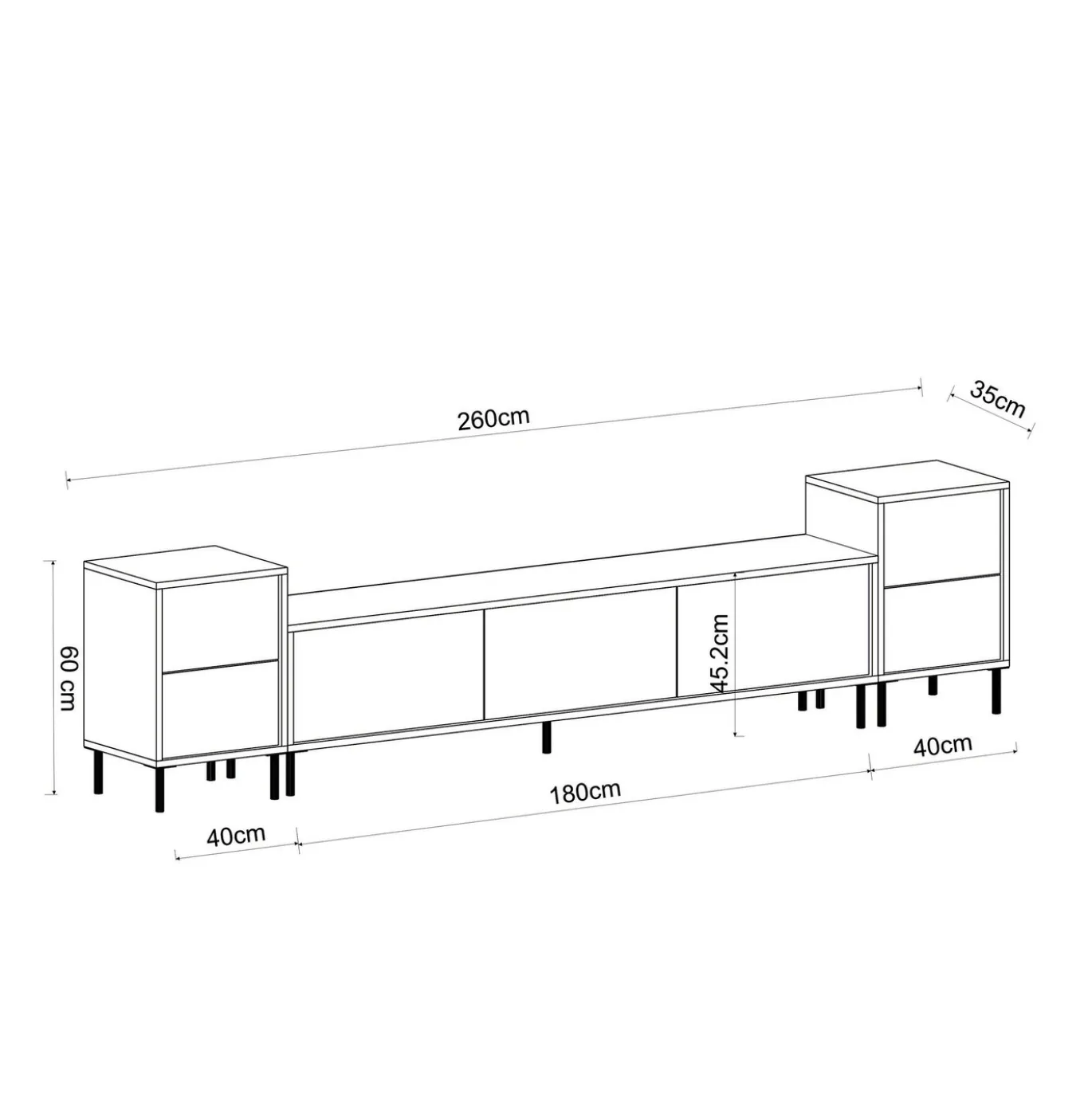 Tv-meubel Imaj Large Wit/Zwart Marmerlook