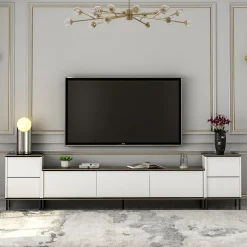 Tv-meubel Imaj Large Wit/Zwart Marmerlook