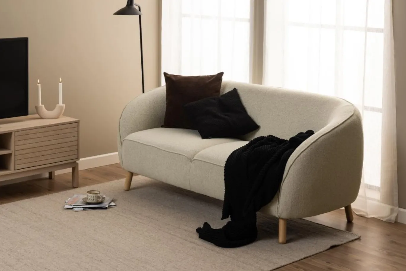 Tv-meubel Klevik Eikenfineer Wit 160cm - Giga Living