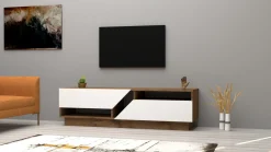 Tv-Meubel Koza Melamine Walnoot Wit