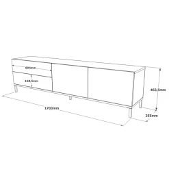Tv-Meubel Laval Melamine Eiken Zwart 170cm
