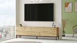 Tv-Meubel Laval Melamine Eiken Zwart 170cm