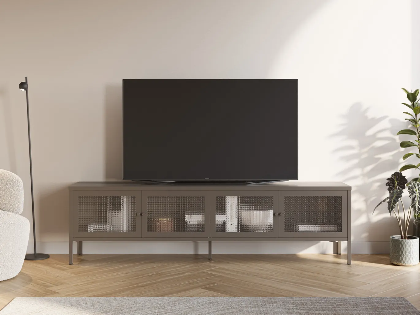 Tv-meubel Layna 4d 160cm Mokka Glas - Giga Meubel