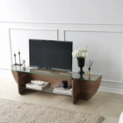 Tv-meubel Lily Glas/Walnoot 158cm