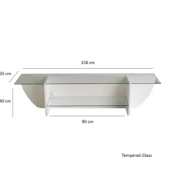 Tv-meubel Lily Glas/Wit 158cm