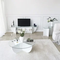 Tv-meubel Lily Glas/Wit 158cm