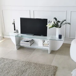 Tv-meubel Lily Glas/Wit 158cm