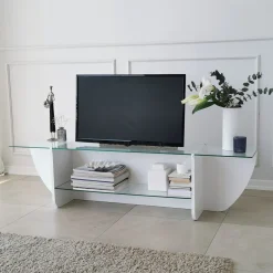 Tv-meubel Lily Glas/Wit 158cm