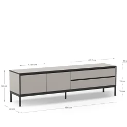 Tv-meubel Lorenza 2d2L 180cm Crème/zwart met Metaal - Giga Meubel