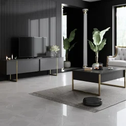 Tv-meubel Luxe Antraciet/Goud 180cm