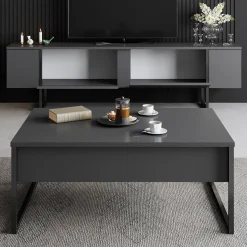 Tv-Meubel Luxe Melamine Antraciet Zwart