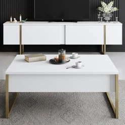 Tv-Meubel Luxe Melamine Wit Goud
