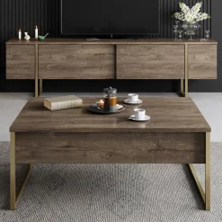 Tv-meubel Luxe Walnoot/Goud 180cm