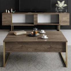 Tv-meubel Luxe Walnoot/Goud 180cm