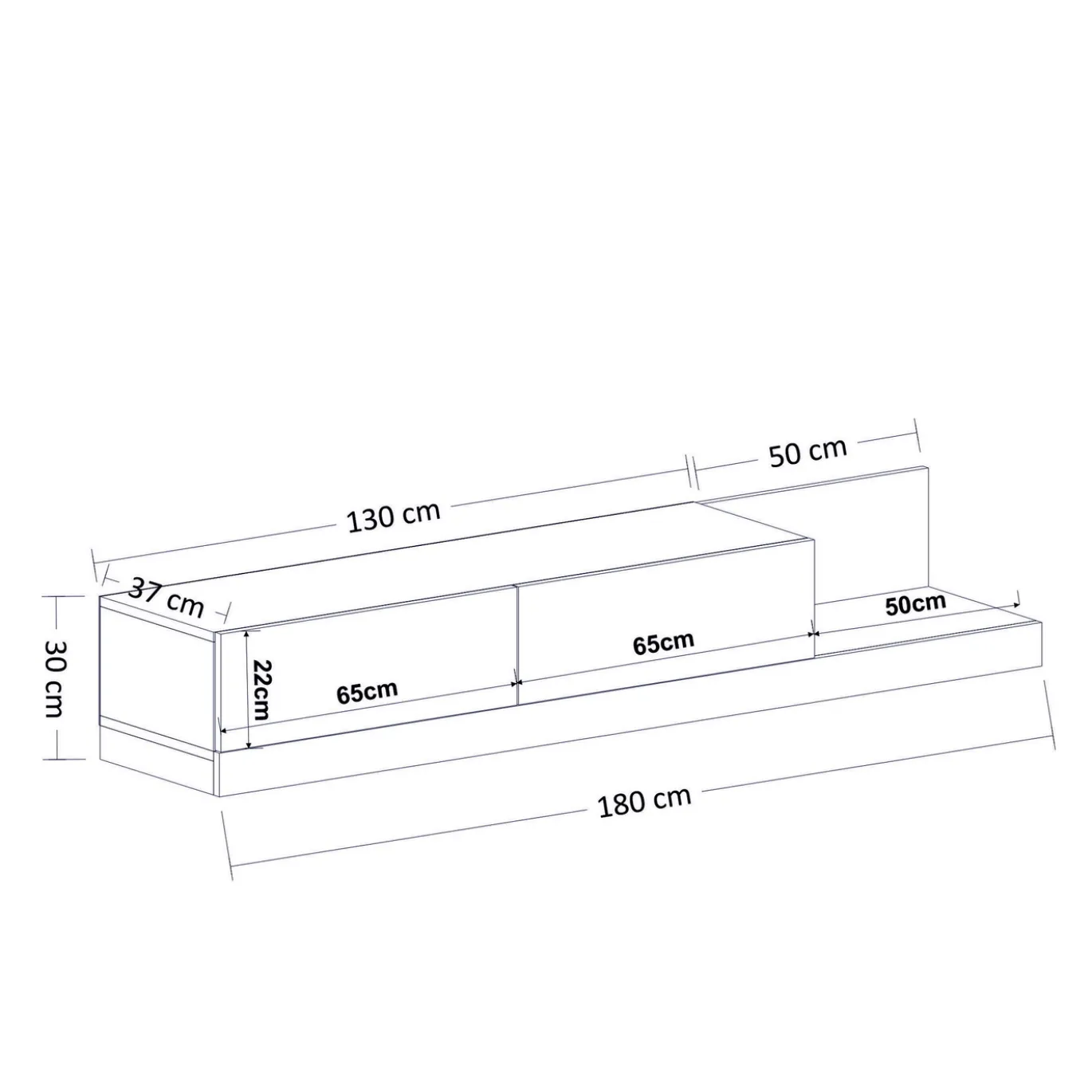Tv-meubel Majör Antraciet/Walnoot 180cm