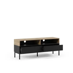 Tv-meubel Marion 2L2v 140cm Eiken/zwart met Metaal - Giga Meubel