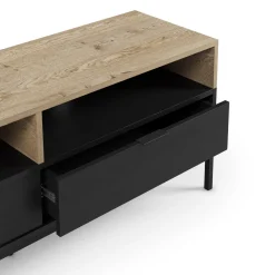 Tv-meubel Marion 2L2v 140cm Eiken/zwart met Metaal - Giga Meubel