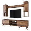 Tv-Meubel Matei met Wandschappen Melamine Walnoot