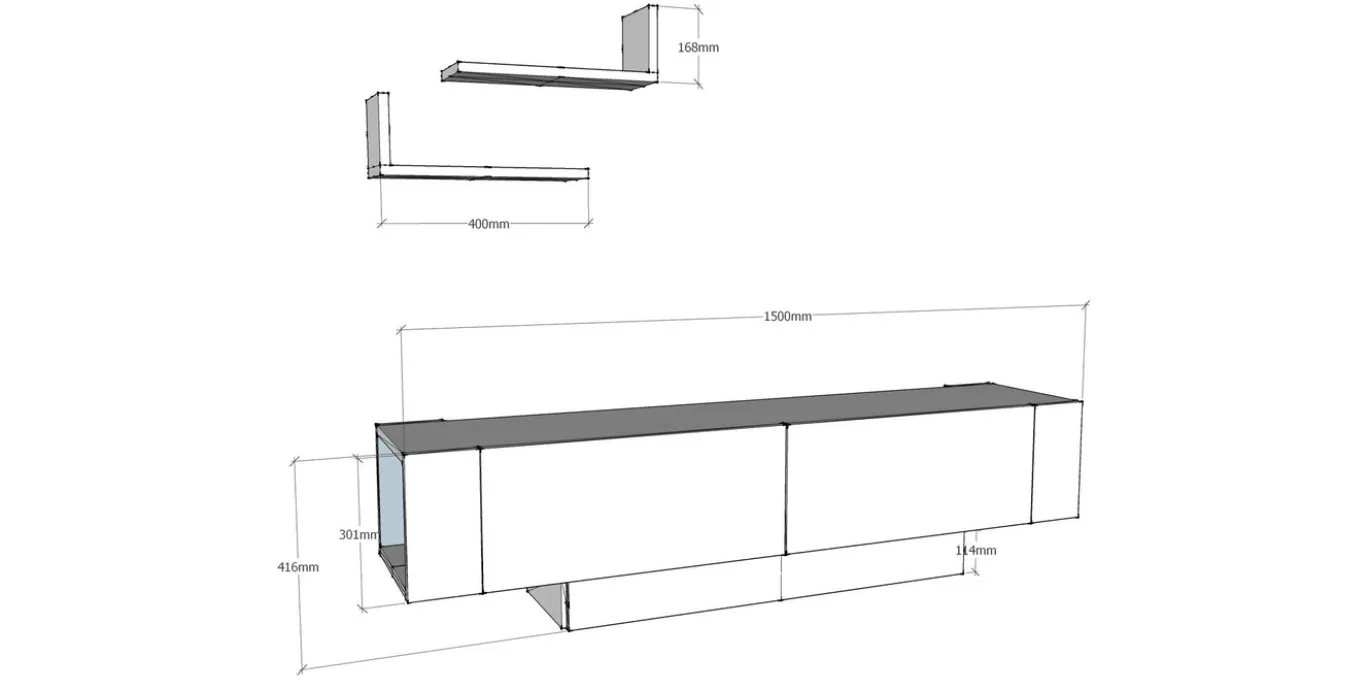 Tv-meubel Matera Wit met Wandplanken