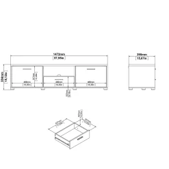 Tv-meubel Media Mat Zwart 147cm - Giga Living
