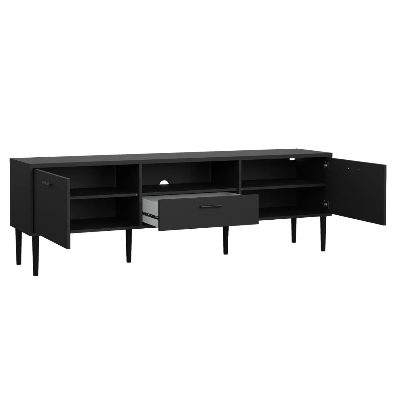 Tv-meubel Media Mat Zwart 177cm - Giga Living