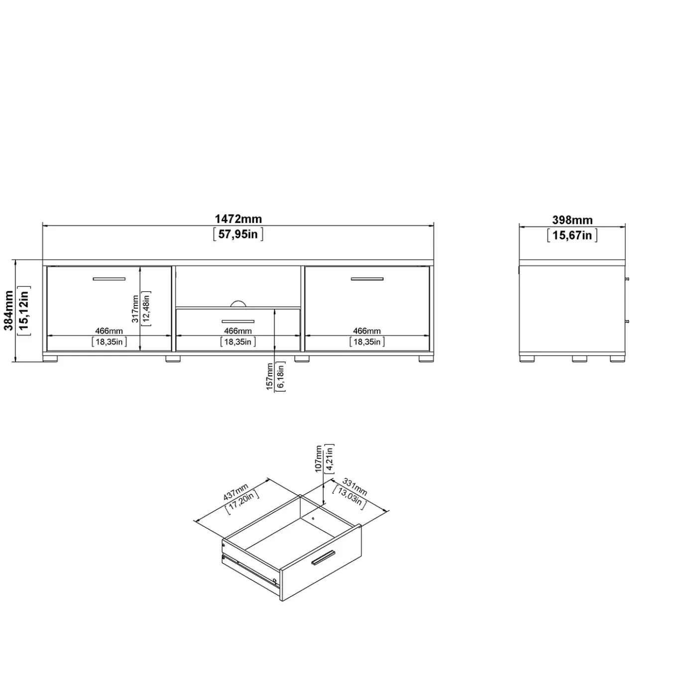 Tv-meubel Media Wit 147cm - Giga Living