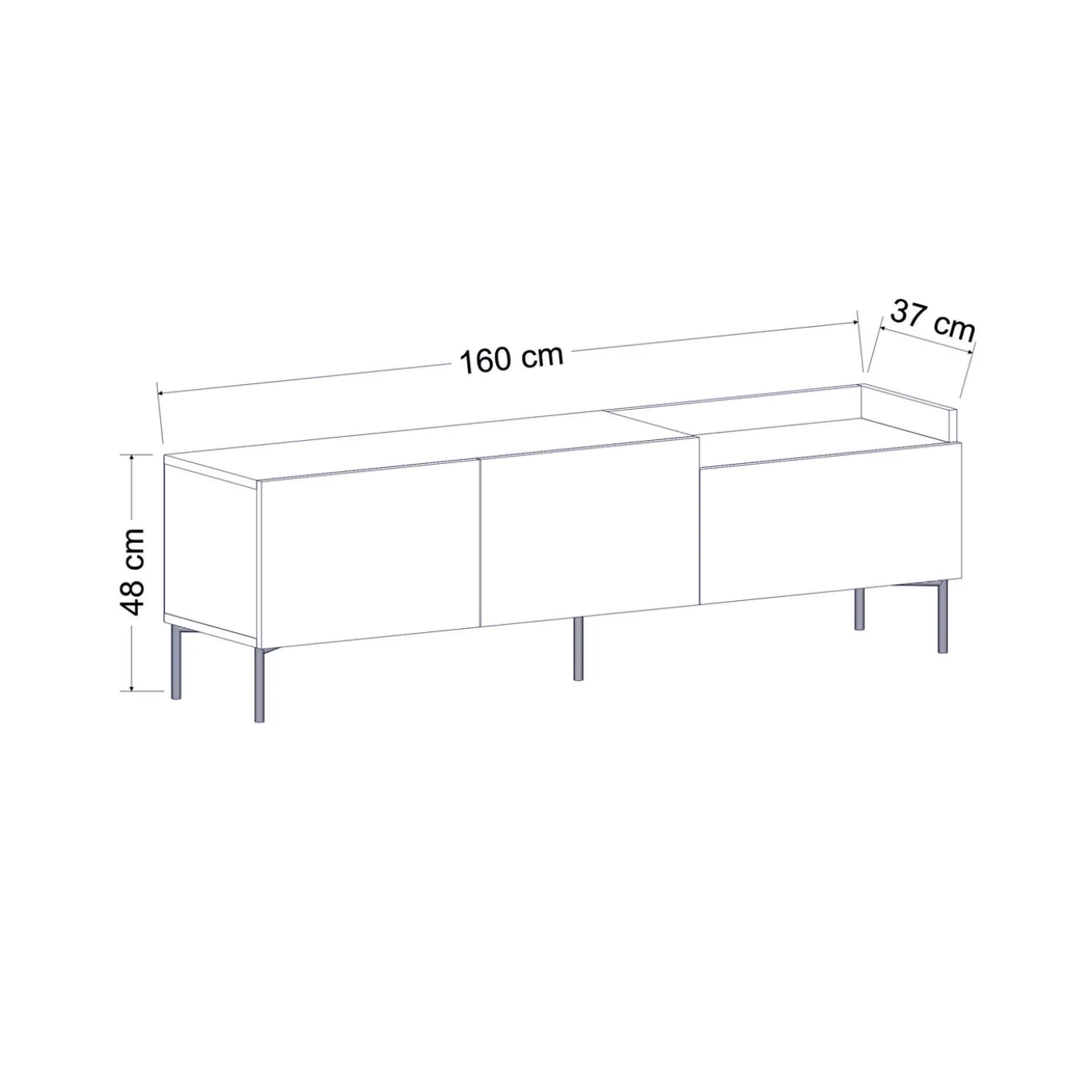 Tv-meubel Mia Antraciet 160cm