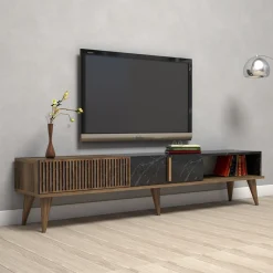 Tv-Meubel Milan Melamine Walnoot Zwart