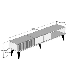 Tv-Meubel Milan Melamine Walnoot Zwart