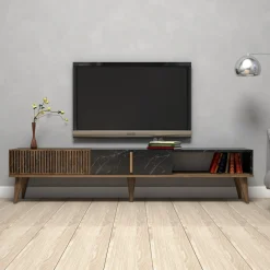 Tv-Meubel Milan Melamine Walnoot Zwart