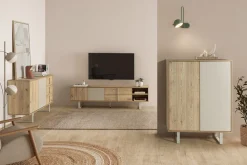 Tv-meubel Millay 2d2L2v 180cm Eiken/grijs - Giga Meubel
