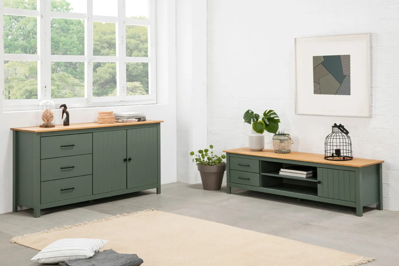 Tv-meubel Miranda 1d2v2L Groen Wax - Giga Meubel