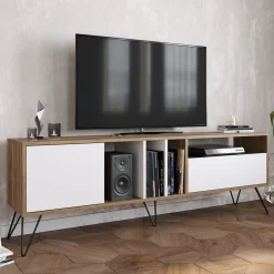 Tv-Meubel Mistico Melamine Walnoot Zwart Wit