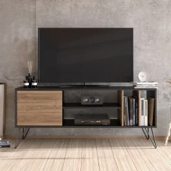 Tv-Meubel Mistico Melamine Walnoot Zwart 140cm