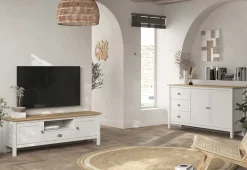 Tv-meubel Misti 2d1dr1h Wit/eiken - Giga Meubel