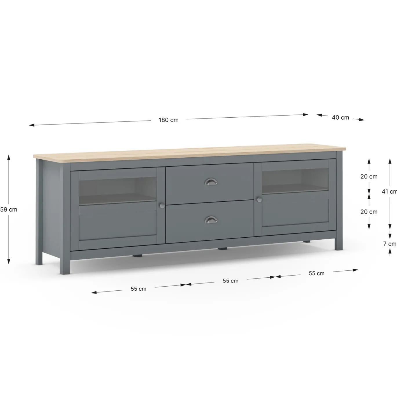Tv-meubel Misti 2L2d 180cm Khaki Groen/eiken - Giga Meubel