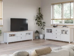 Tv-meubel Misti 2L2d 180cm Wit/eiken - Giga Meubel