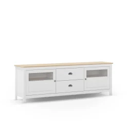 Tv-meubel Misti 2L2d 180cm Wit/eiken - Giga Meubel