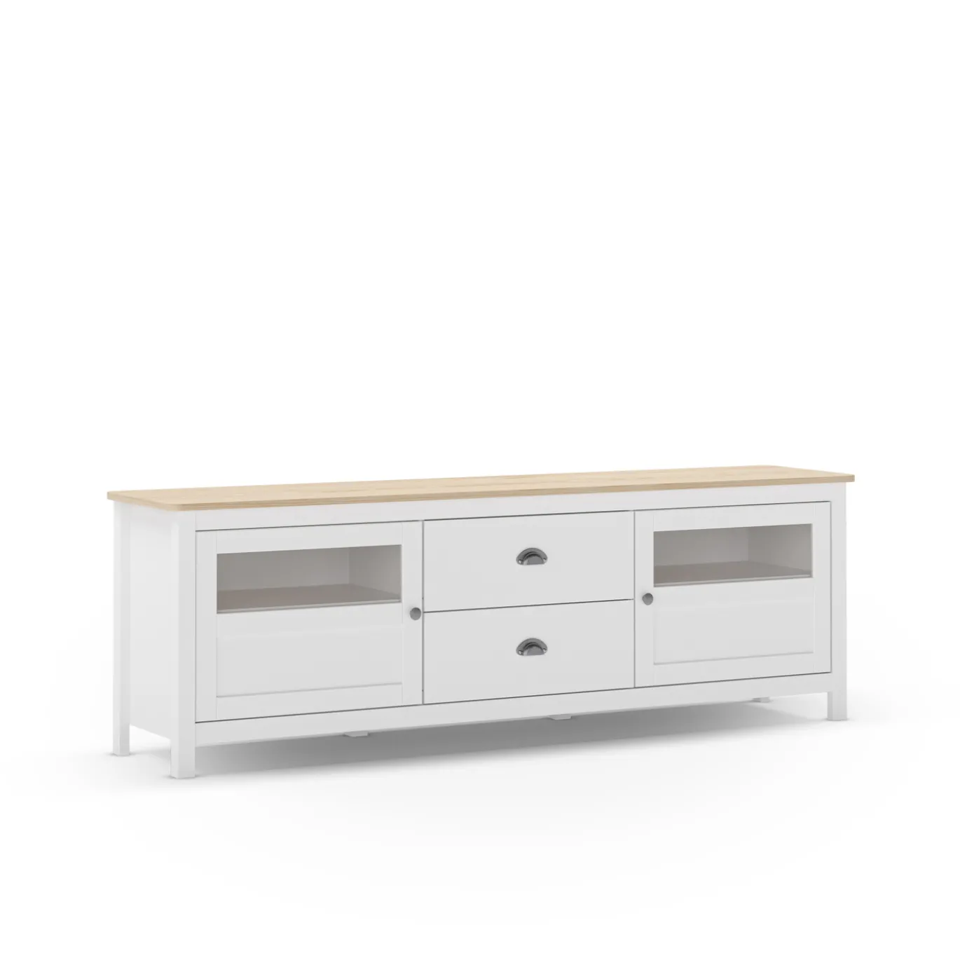 Tv-meubel Misti 2L2d 180cm Wit/eiken - Giga Meubel