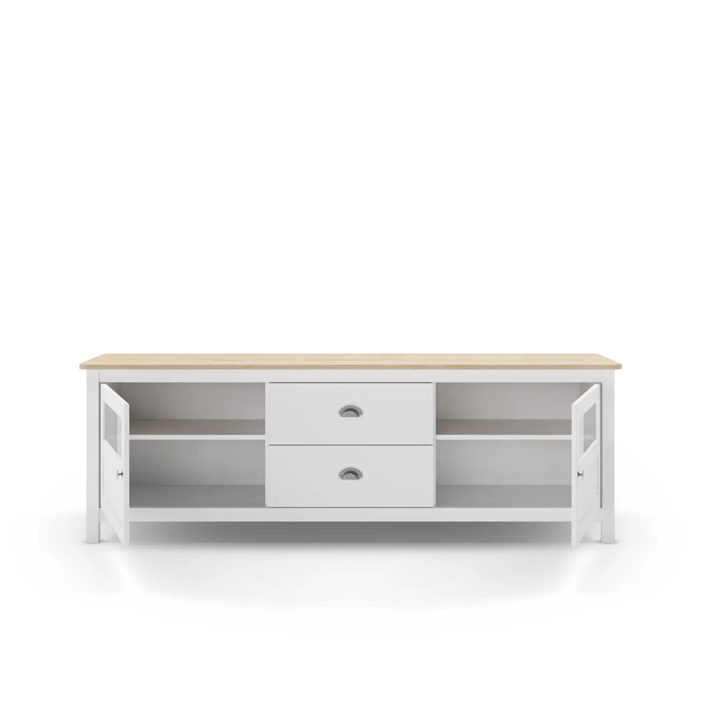 Tv-meubel Misti 2L2d 180cm Wit/eiken - Giga Meubel
