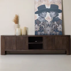 Tv-meubel Mitchel Walnoot 200cm Mangohout - Giga Meubel