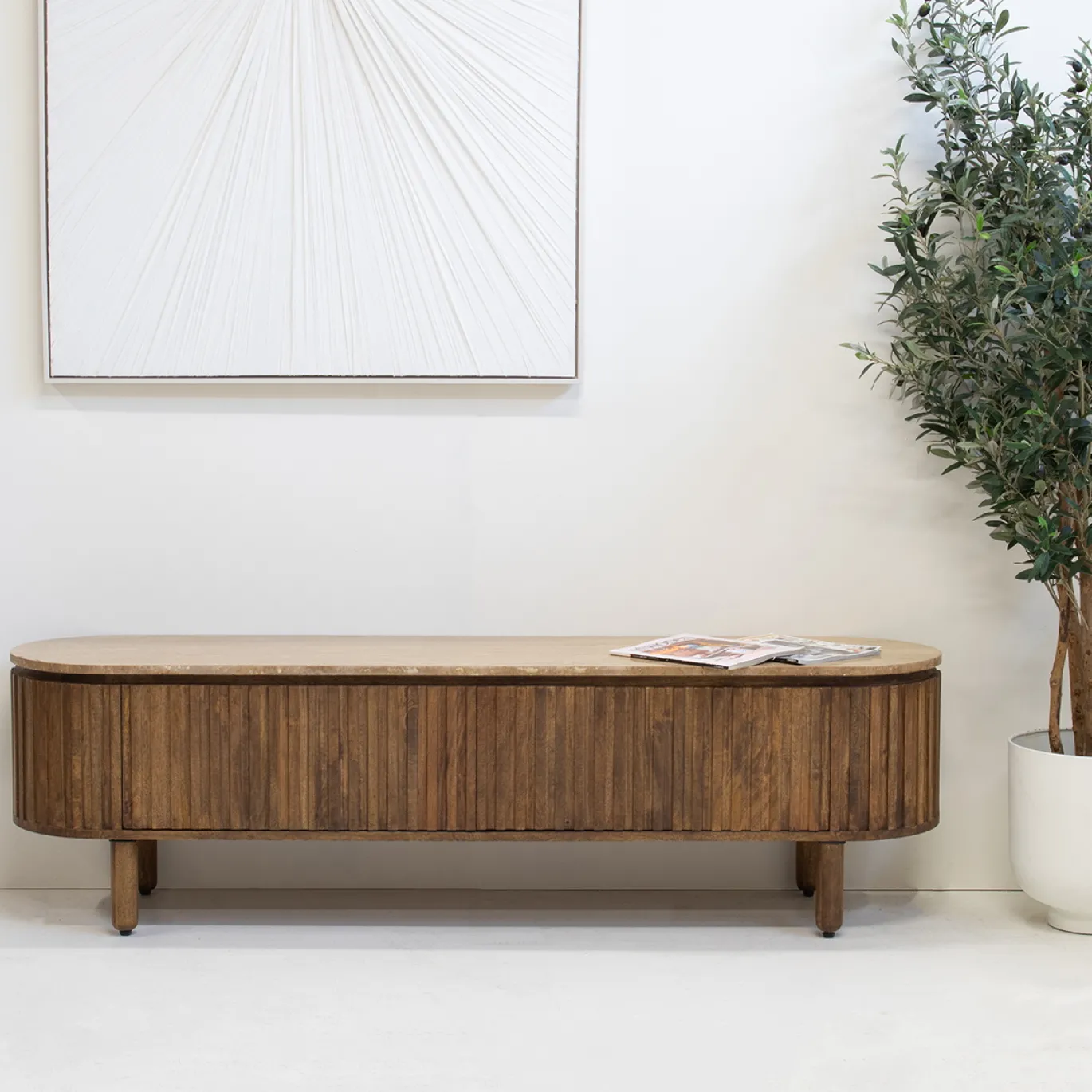 Tv-meubel Myra Travertin Bruin 175cm - Giga Meubel